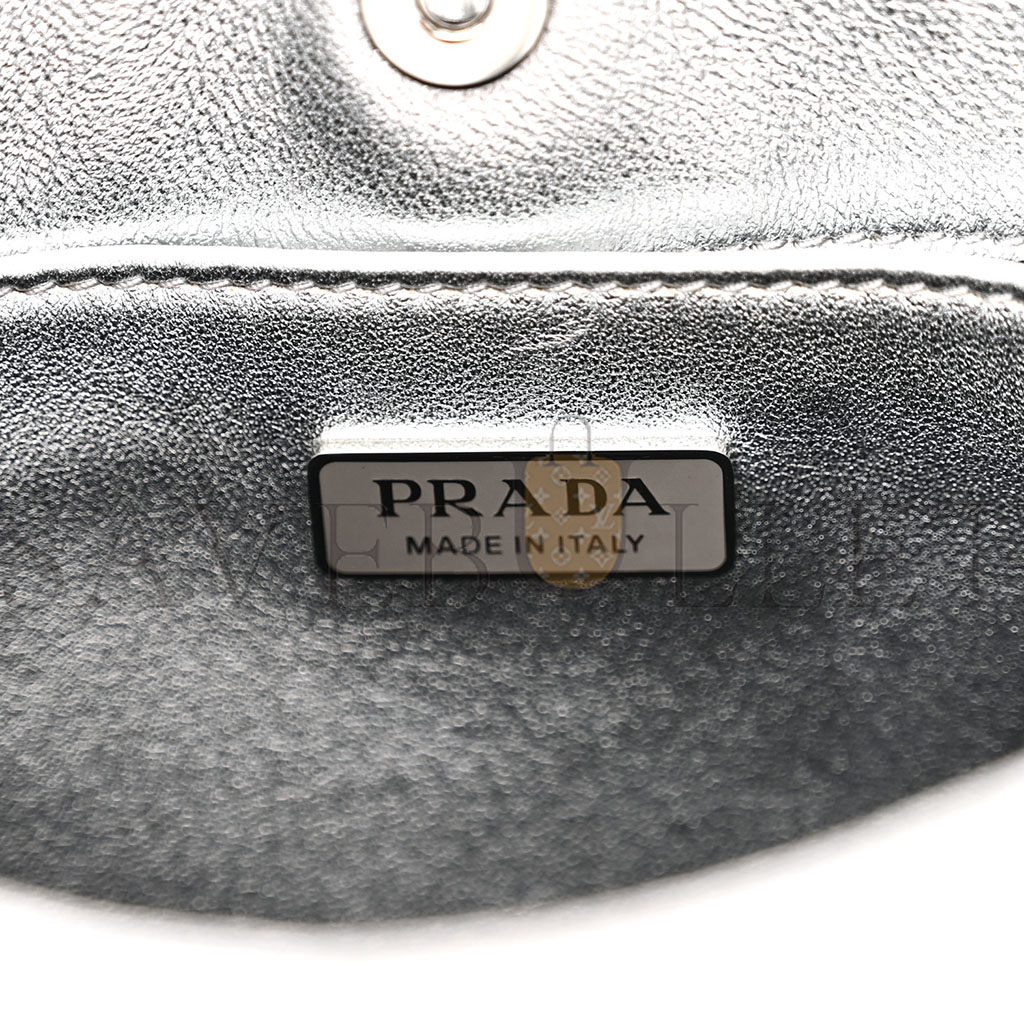 PRADA METALLIC SPAZZOLATO CLEO SHOULDER BAG ARGENTO (28*18*5cm)