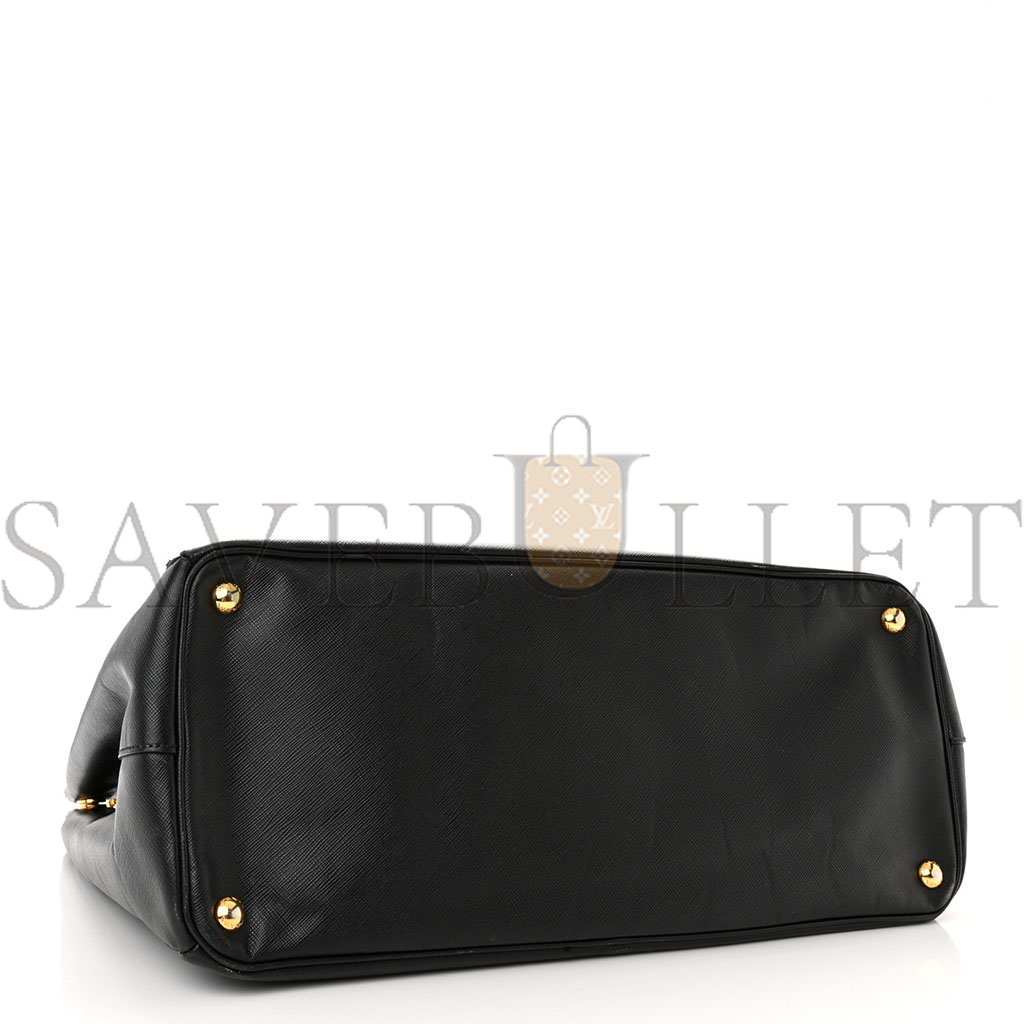 PRADA SAFFIANO LUX EXTRA LARGE GALLERIA DOUBLE ZIP TOTE BLACK (40*30*17cm)