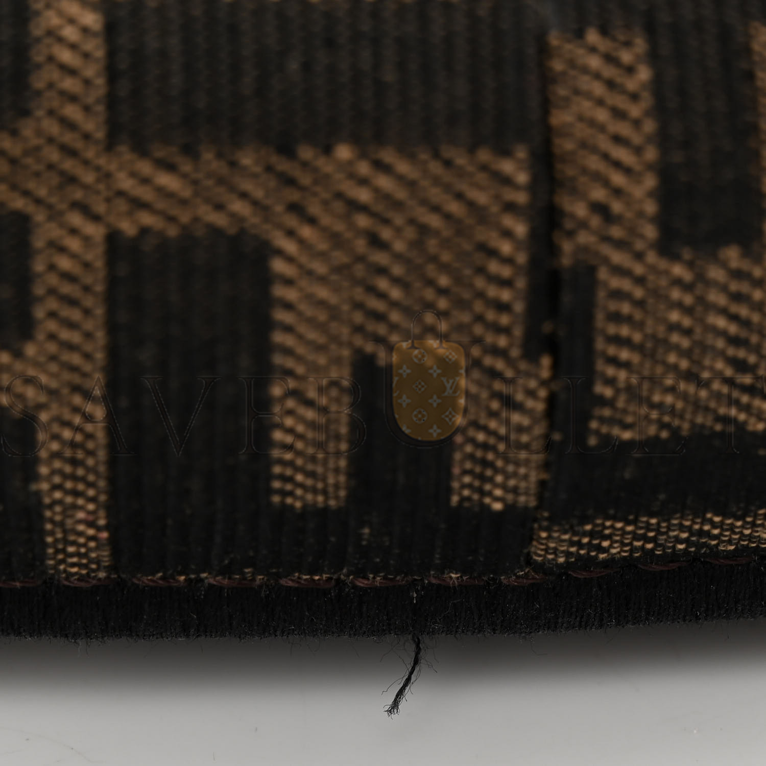 FENDI FABRIC JACQUARD FF 1974 MINI BAGUETTE TOBACCO MORO BLACK (19*11*5cm)