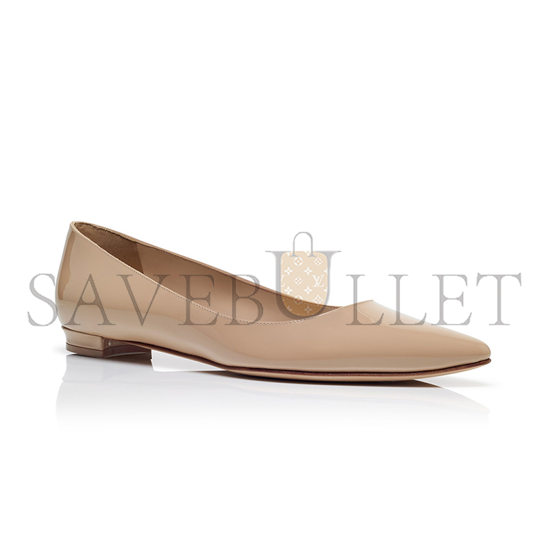 MANOLO BLAHNIK BBFLAT LIGHT BEIGE PATENT LEATHER POINTED TOE FLAT PUMPS 9XX-0545-0010 MANOLO BLAHNIK BBFLAT LIGHT BEIGE PATENT LEATHER POINTED TOE FLAT PUMPS 9XX-0545-0010