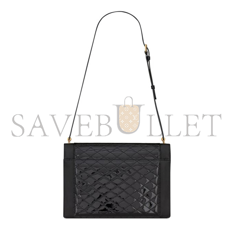 YSL GABY SATCHEL IN QUILTED LACQUERED LEATHER AND SMOOTH LEATHER 695503BMII71000 (26*18*5cm)