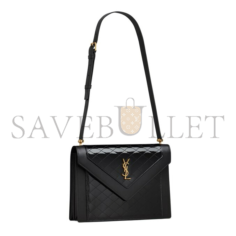 YSL GABY SATCHEL IN QUILTED LACQUERED LEATHER AND SMOOTH LEATHER 695503BMII71000 (26*18*5cm)