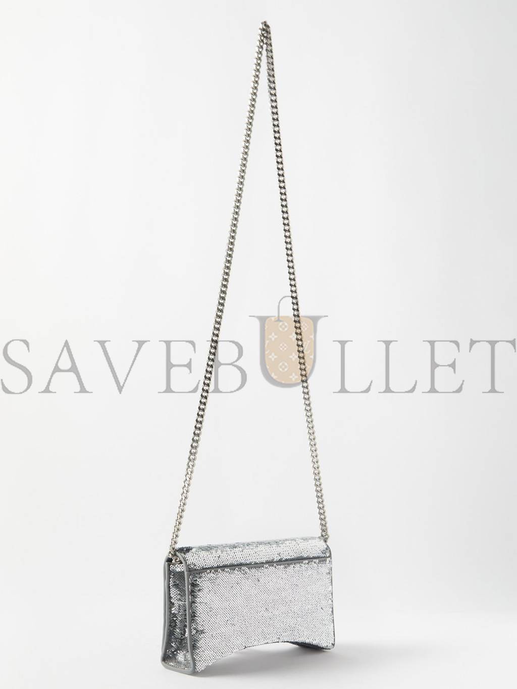 BALENCIAGA SILVER HOURGLASS SEQUINNED LEATHER CROSS-BODY BAG MATCHESFASHION US (19.5*12*5cm)