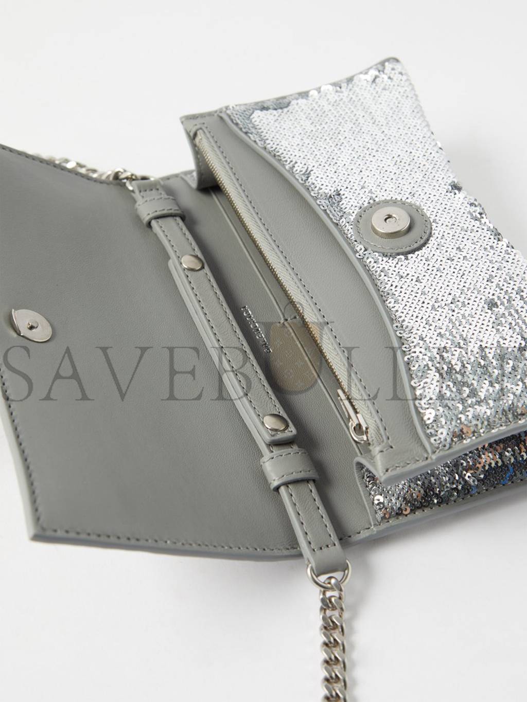 BALENCIAGA SILVER HOURGLASS SEQUINNED LEATHER CROSS-BODY BAG MATCHESFASHION US (19.5*12*5cm)