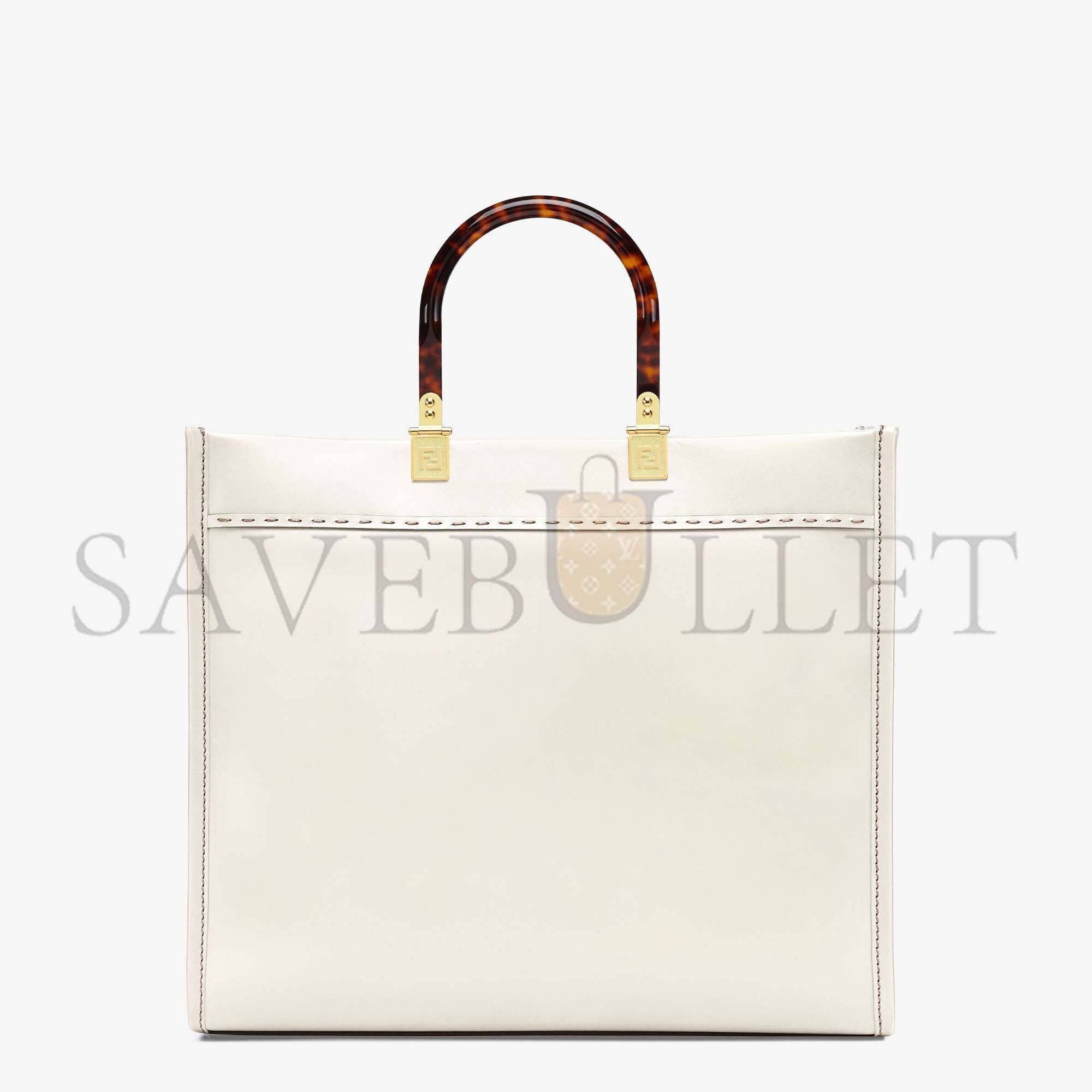 FENDI SUNSHINE MEDIUM - WHITE LEATHER SHOPPER 8BH386ABVLF0K7E (35*31*17cm)