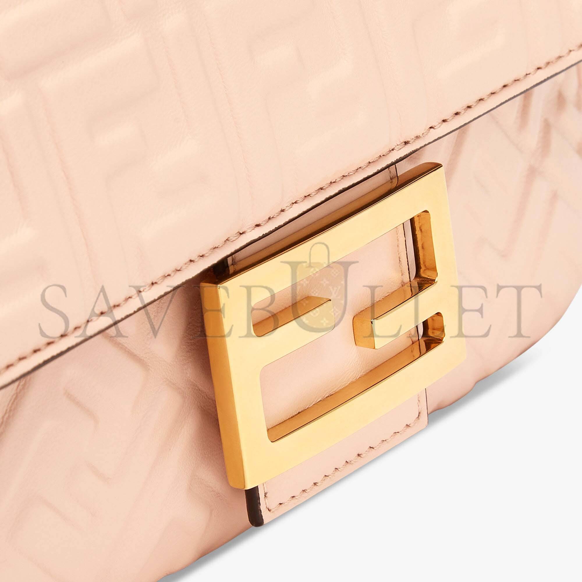 FENDI BAGUETTE CHAIN MIDI - PALE PINK LEATHER BAG 8BR793AH9CF171M (24*14.5*7cm)