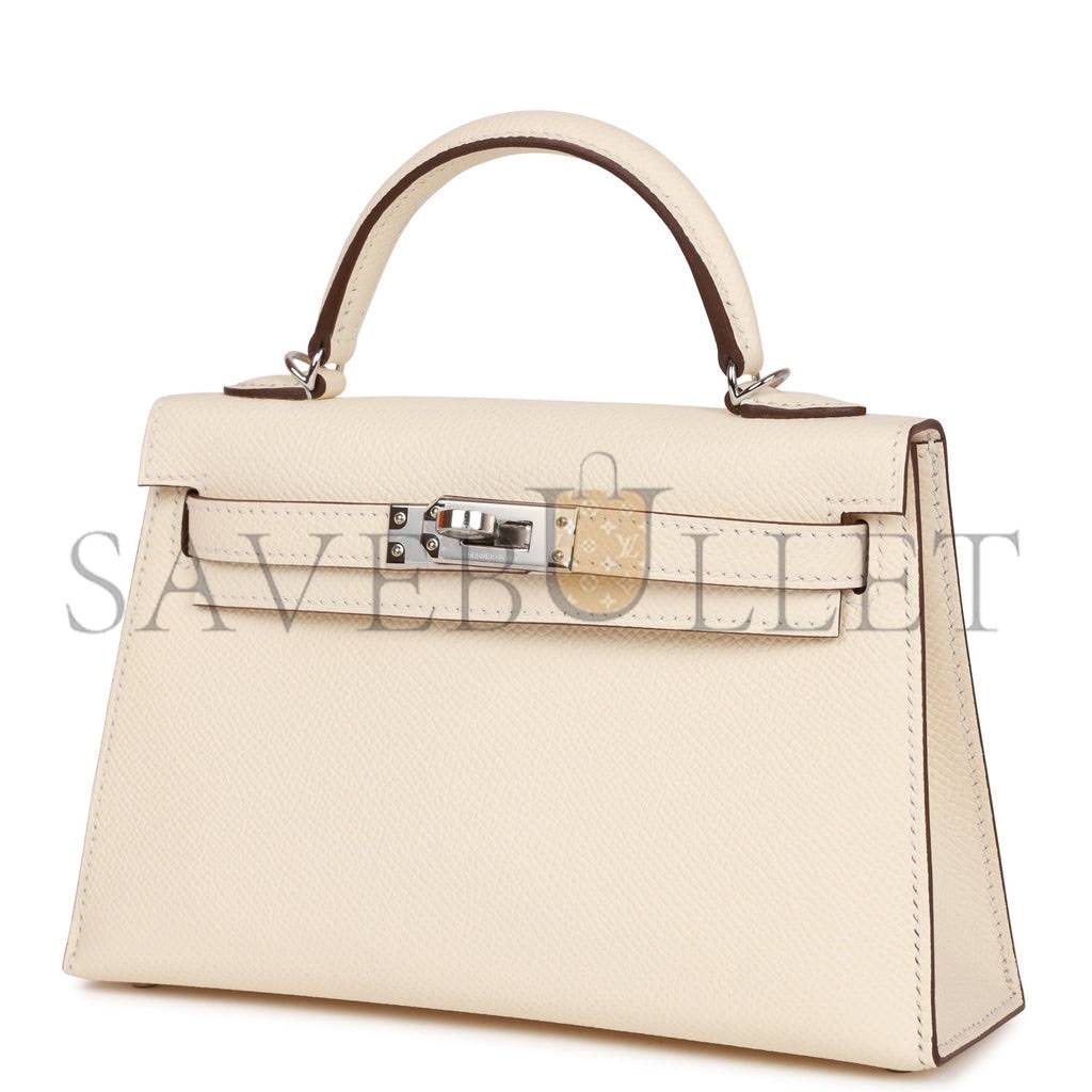 HERMES MINI KELLY SELLIER 20 NATA EPSOM PALLADIUM HARDWARE (19*12*5.5cm)