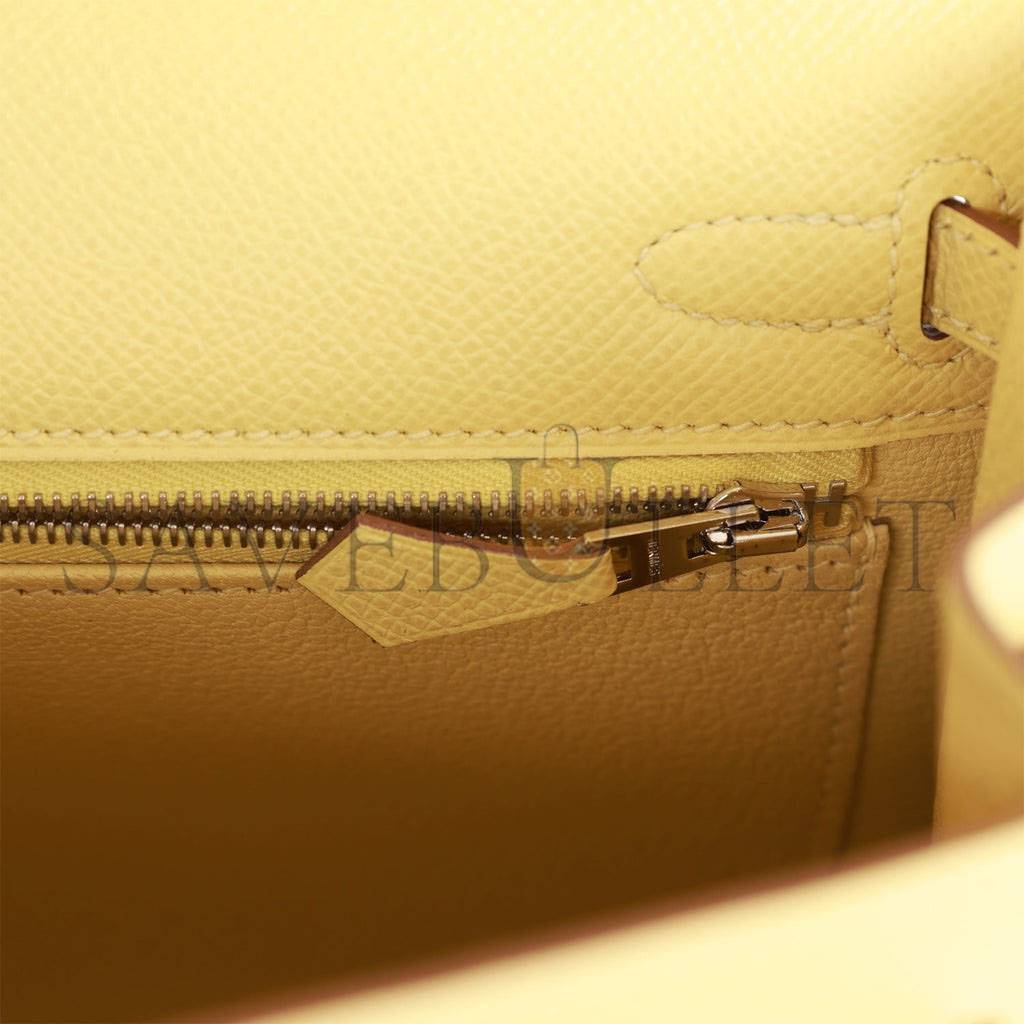 HERMES KELLY SELLIER 25 JAUNE POUSSIN EPSOM PALLADIUM HARDWARE   (25*17*7cm)