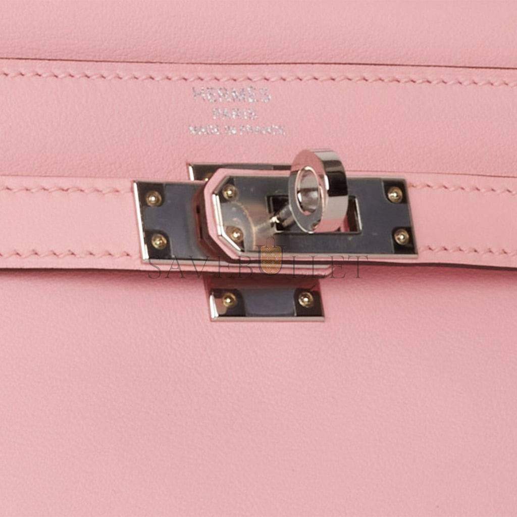 HERMES KELLY RETOURNE 25 ROSE SAKURA SWIFT PALLADIUM HARDWARE HANDMADE (25*17*7cm)