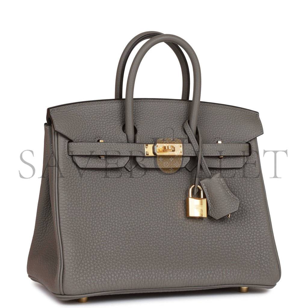 HERMES BIRKIN 25 GRIS MEYER TOGO GOLD HARDWARE HANDMADE  (25cm)