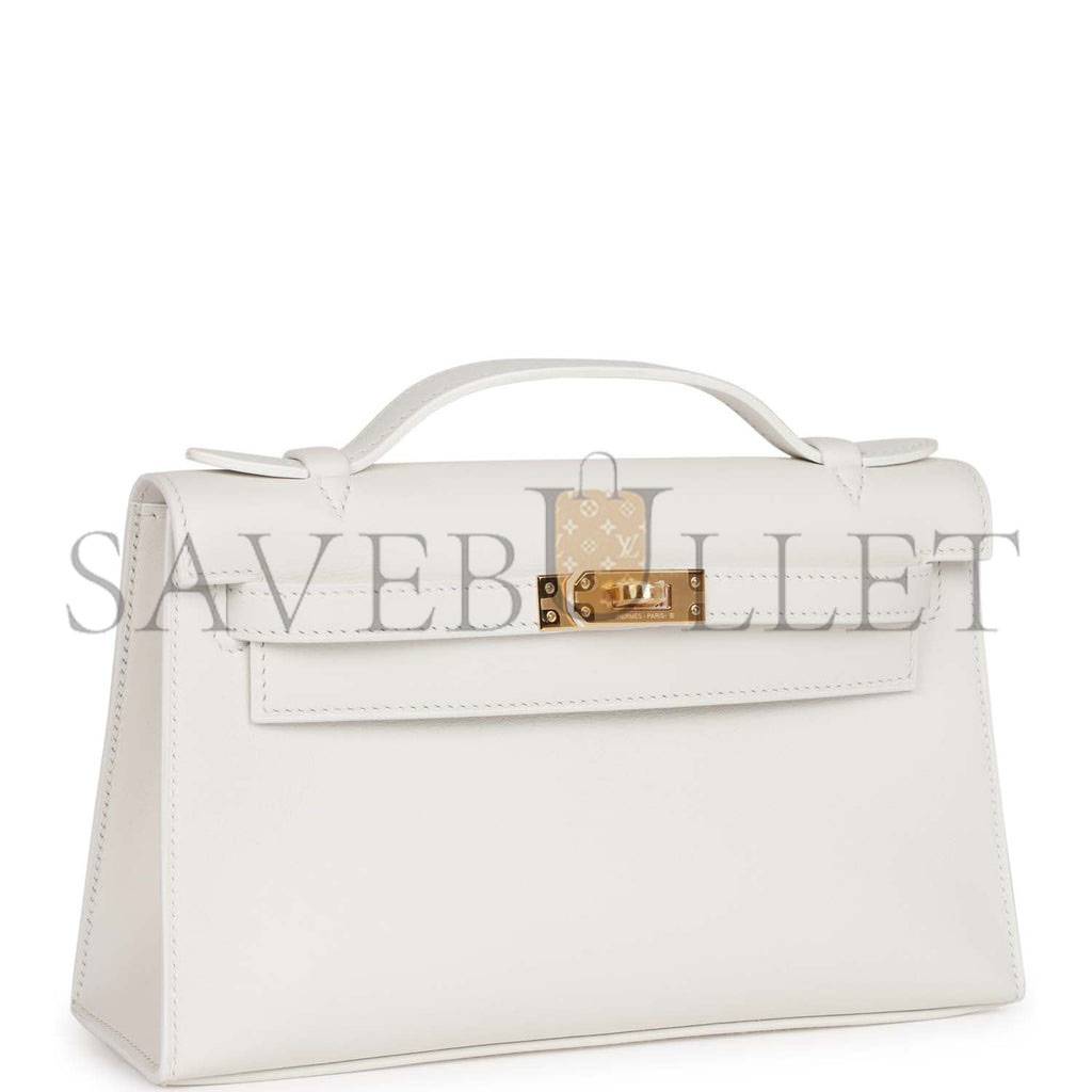 HERMES MINI KELLY POCHETTE WHITE SWIFT GOLD HARDWARE  (22*14*7cm)