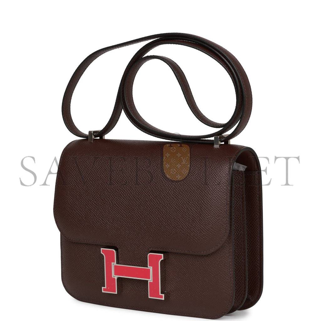 HERMES CONSTANCE 18 ROUGE SELLIER EPSOM PALLADIUM HARDWARE 39835891728478 (18cm)