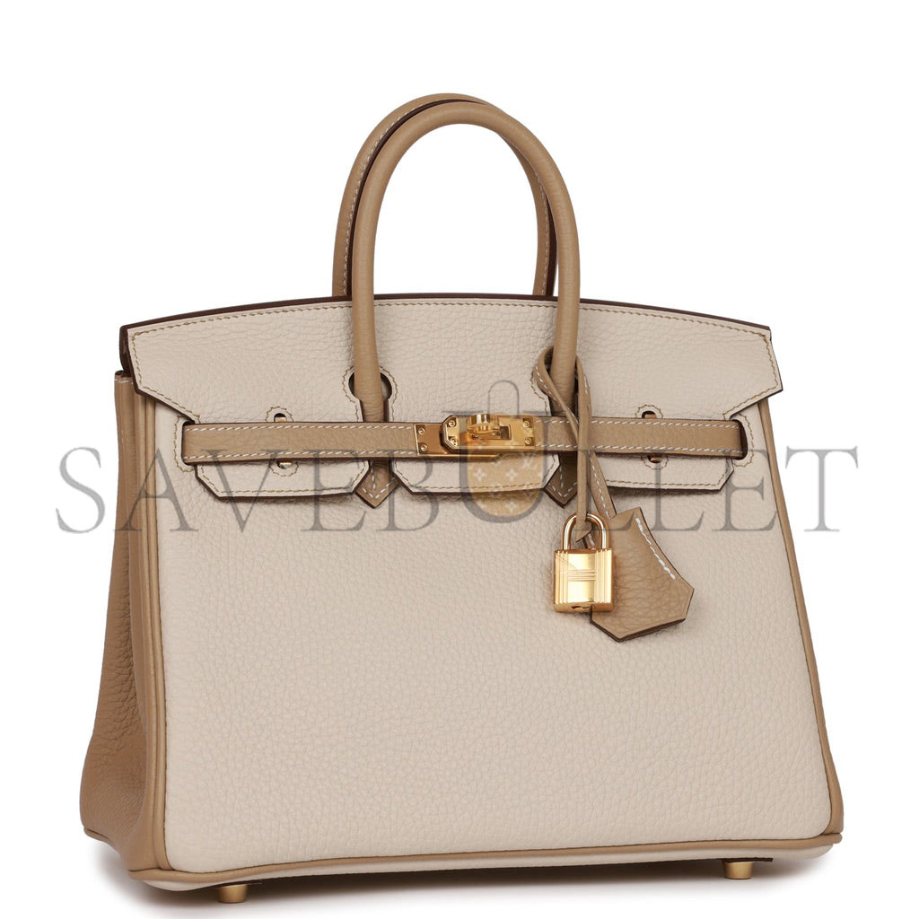 HERMES SPECIAL ORDER (HSS) BIRKIN 25 CRAIE AND TRENCH TOGO GOLD HARDWARE HANDMADE (25cm)