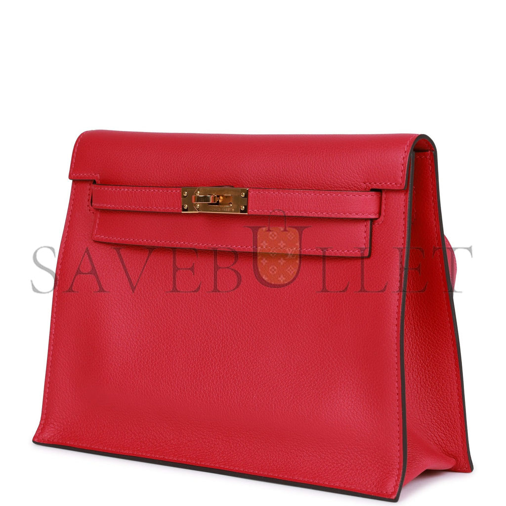 HERMES KELLY DANSE FRAMBOISE EVERCOLOR GOLD HARDWARE (22*16*7cm)