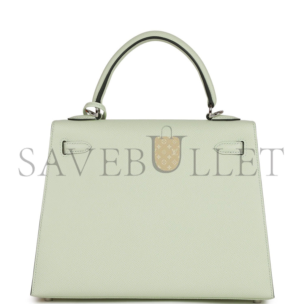 HERMES KELLY SELLIER 25 VERT FIZZ EPSOM PALLADIUM HARDWARE HANDMADE  (25*17*7cm)