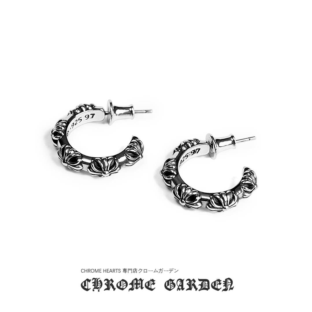 CHROME HEARTS CROSS HOOP EARRING