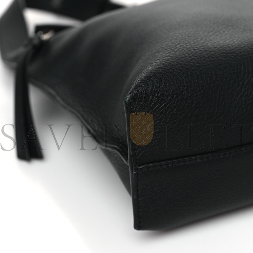 LOEWE SOFT GRAINED CALFSKIN MEDIUM T MESSENGER BAG BLACK (35*26*8cm)