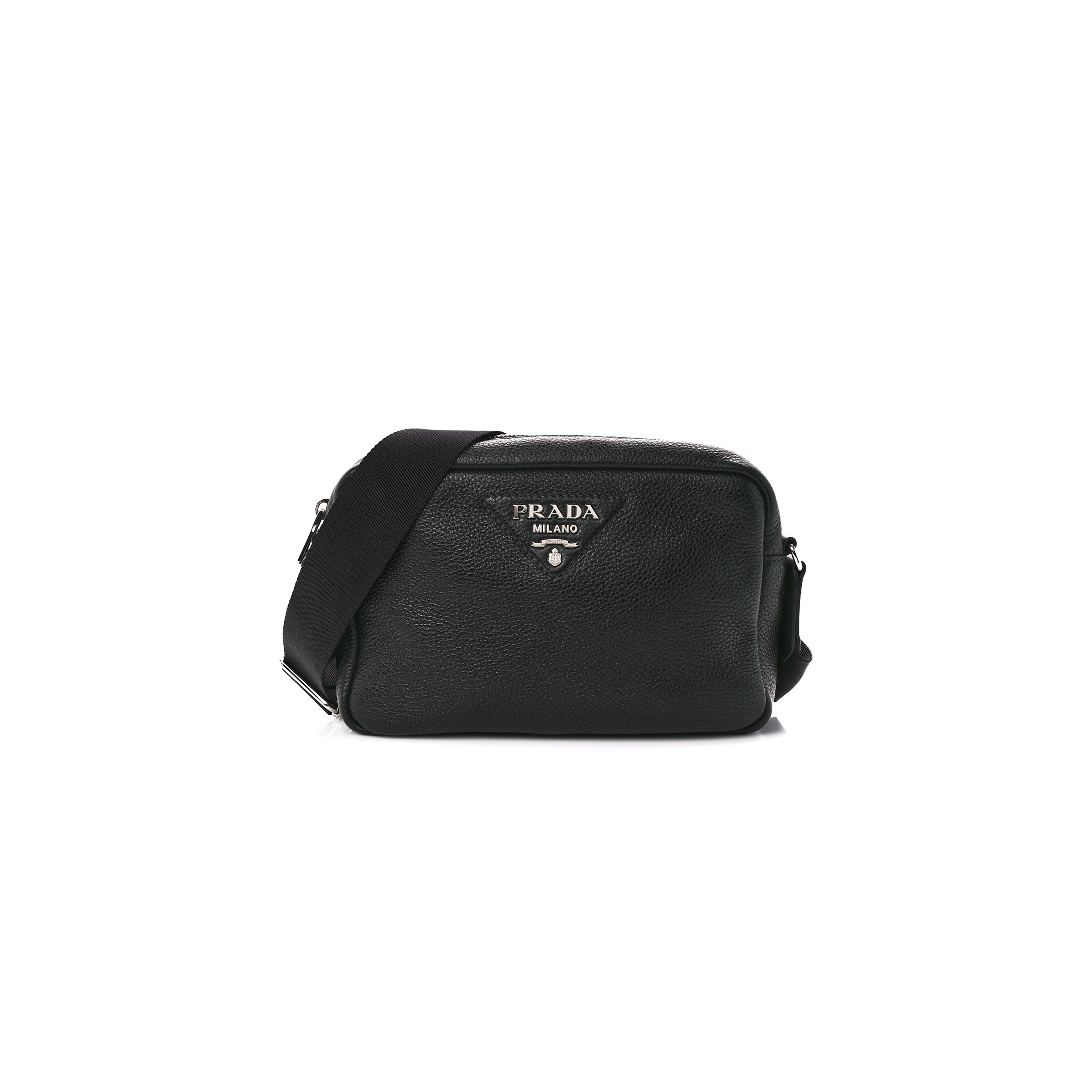 PRADA VITELLO DAINO CAMERA CROSSBODY BLACK (22*15*8cm)