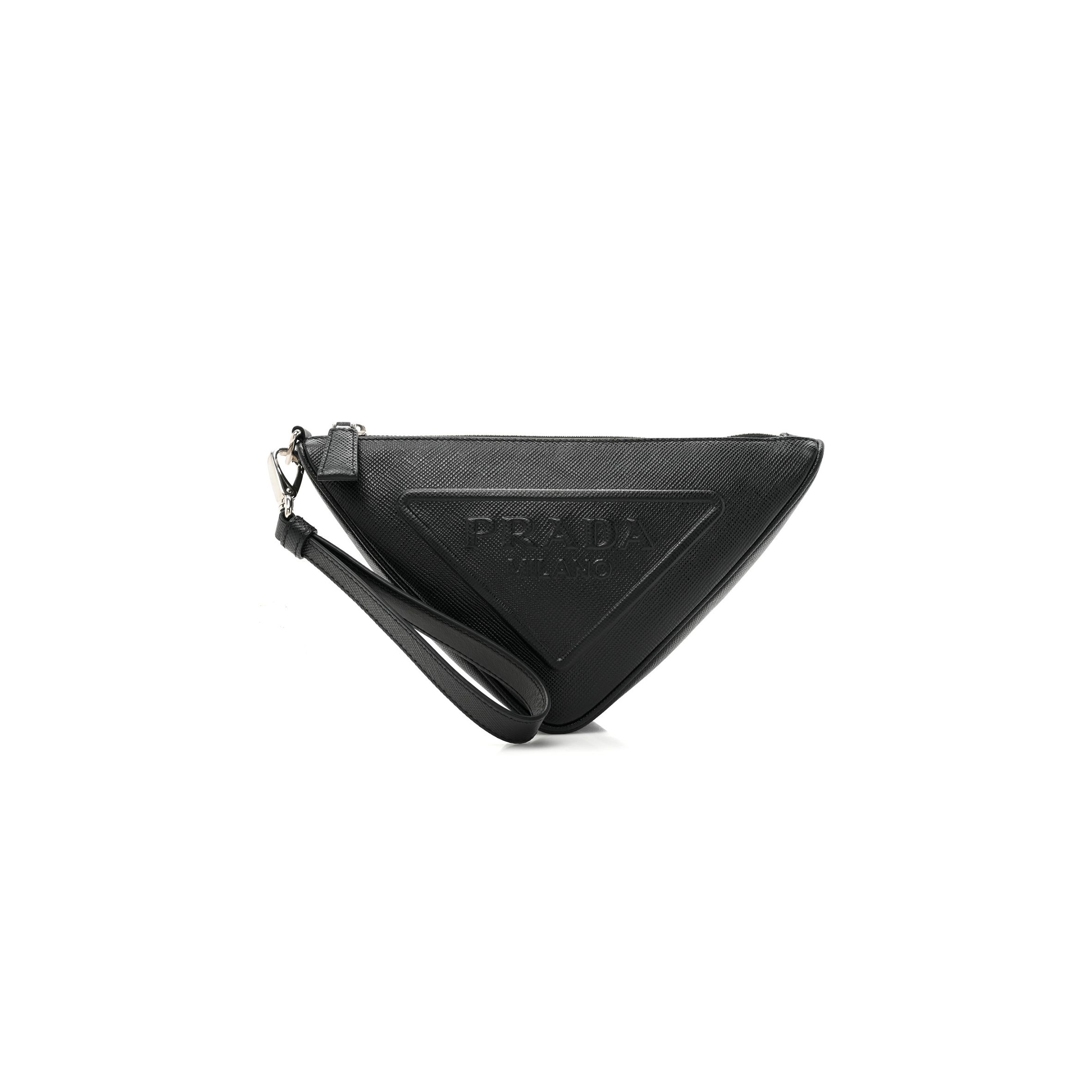 PRADA SAFFIANO TRIANGLE WRISTLET BLACK (27*15*8cm)