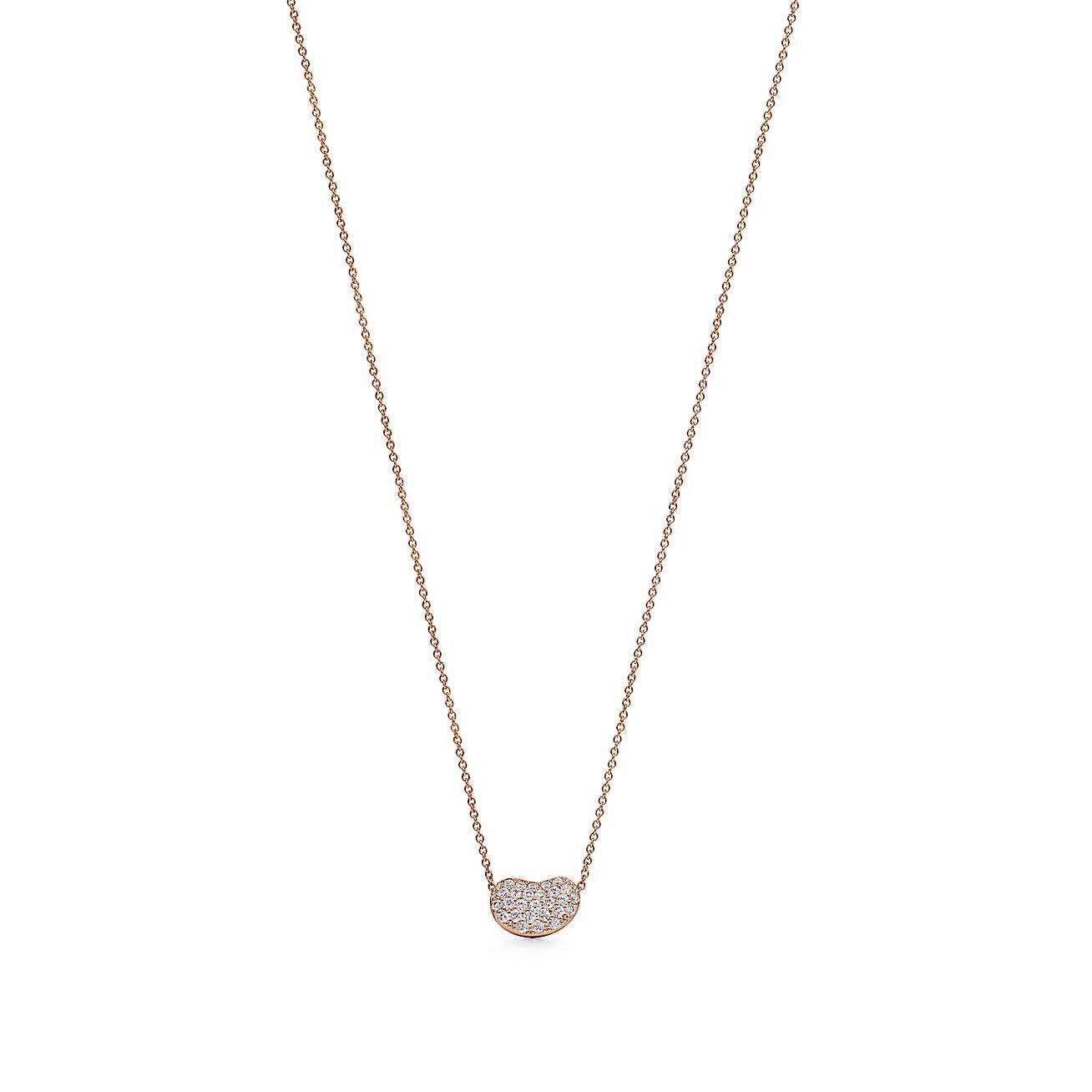 TIFFANY ELSA PERETTI® BEAN® DESIGN PENDANT IN ROSE GOLD WITH DIAMONDS, 12 MM