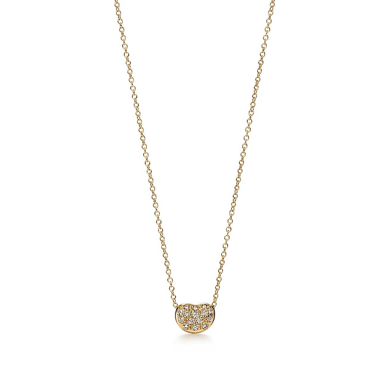 TIFFANY ELSA PERETTI® BEAN® DESIGN PENDANT IN YELLOW GOLD WITH PAVÉ DIAMONDS, 6.5 MM