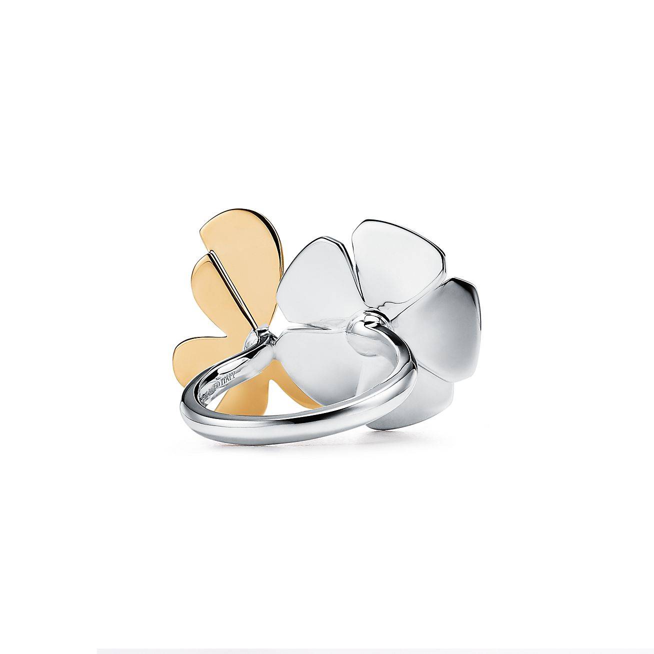 TIFFANY RETURN TO TIFFANY® LOVE BUGS BUTTERFLY FLOWER RING IN STERLING SILVER AND 18K GOLD