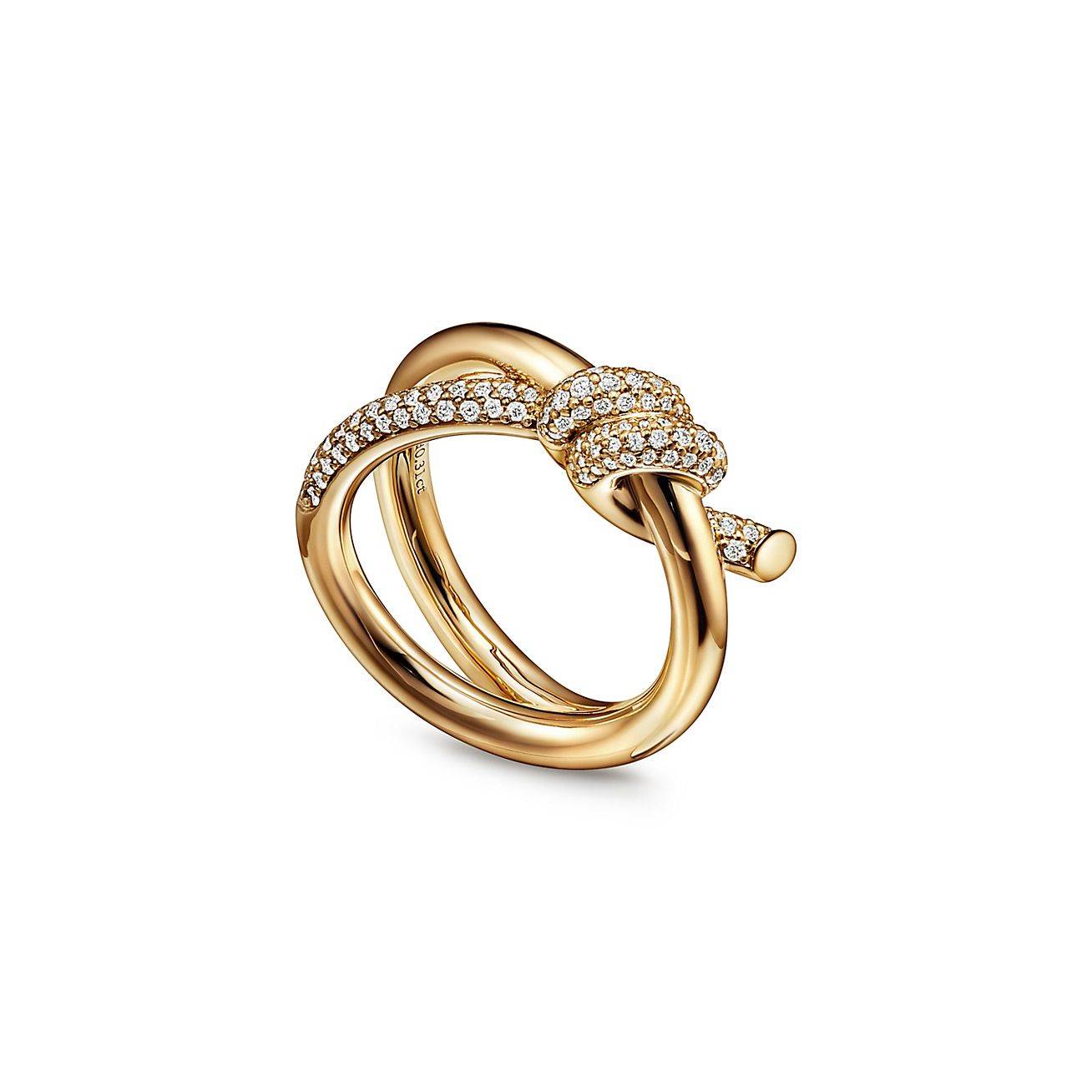 TIFFANY KNOT DOUBLE ROW RING IN YELLOW GOLD WITH DIAMONDS