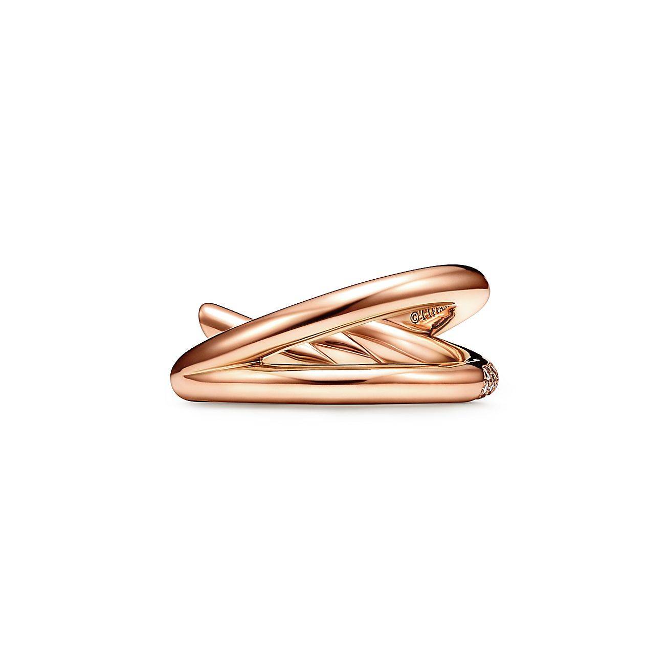 TIFFANY KNOT DOUBLE ROW RING IN ROSE GOLD WITH DIAMONDS