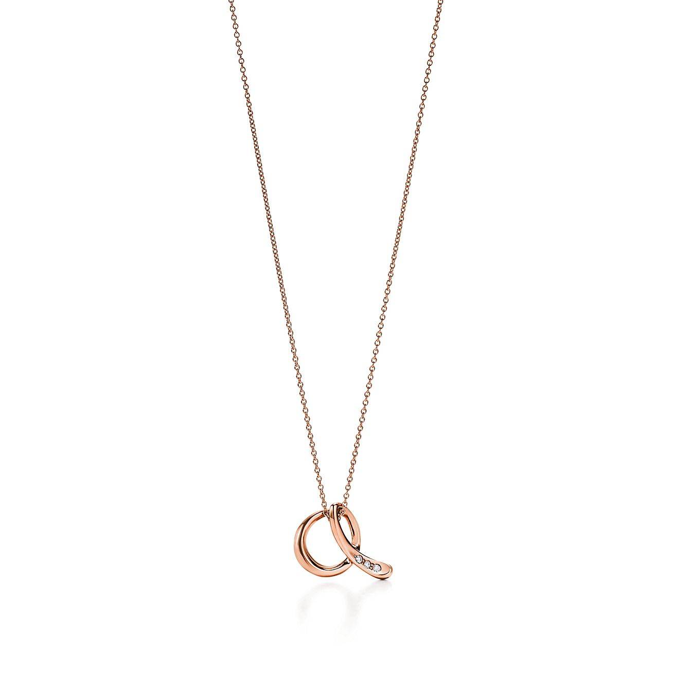 TIFFANY  ELSA PERETTI® LETTER A PENDANT IN 18K ROSE GOLD WITH DIAMONDS