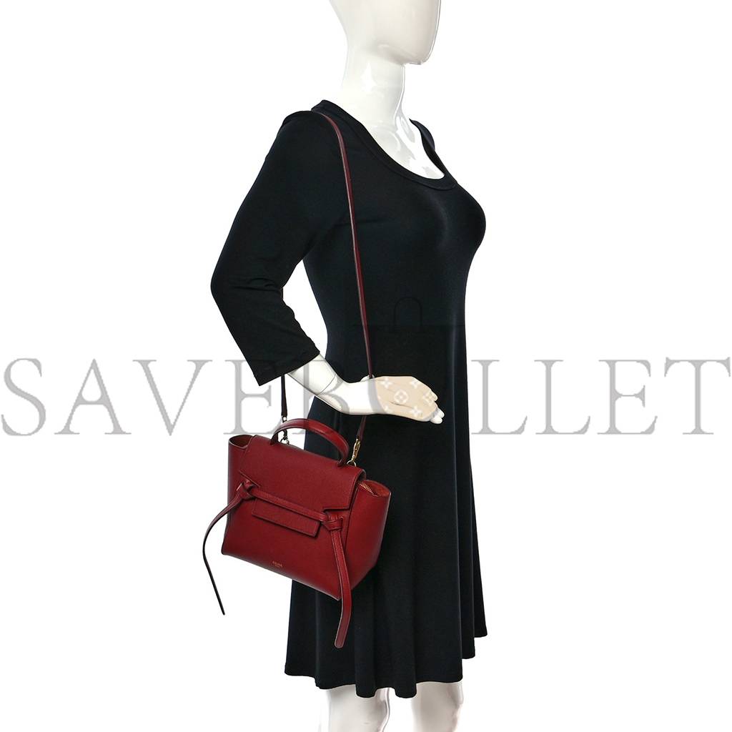 CELINE GRAINED CALFSKIN NANO BELT BAG RUBY (20*19*11cm)