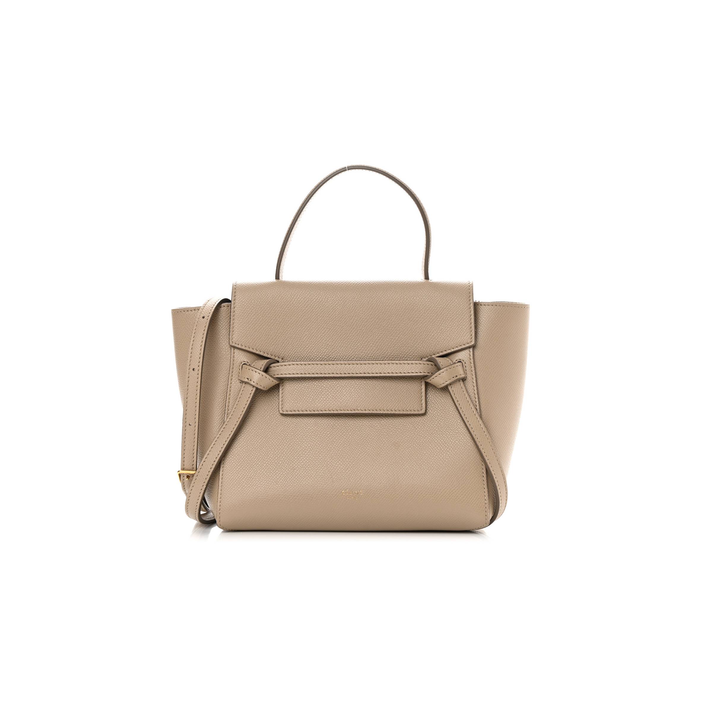 CELINE GRAINED CALFSKIN NANO BELT BAG LIGHT TAUPE (20*18*11cm)