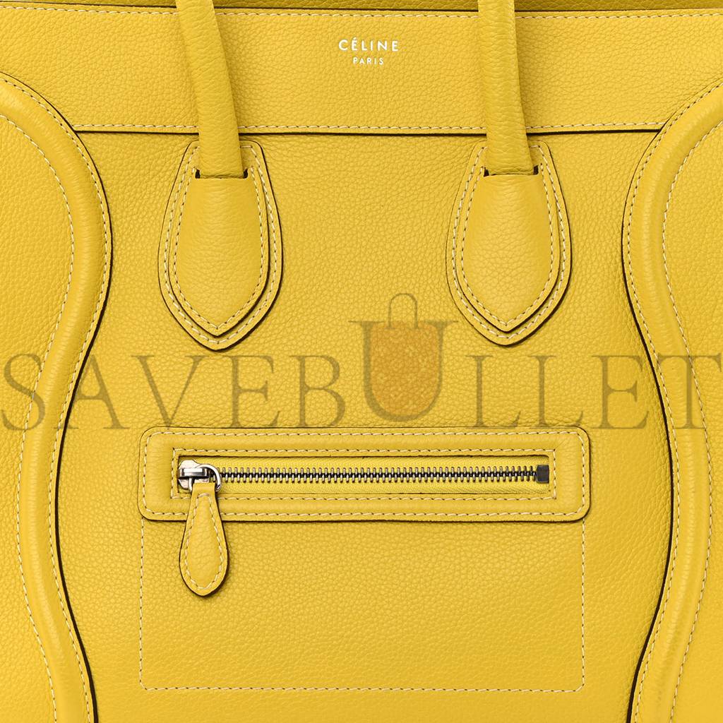 CELINE DRUMMED CALFSKIN MINI LUGGAGE CITRON (30*29*17cm)