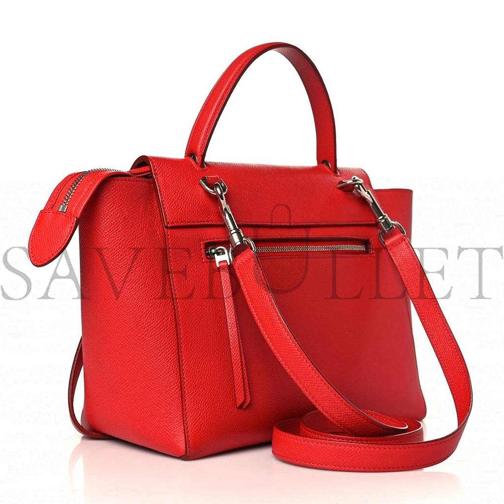 CELINE BABY GRAINED CALFSKIN MICRO BELT BAG COQUELICOT (24*19*14cm)