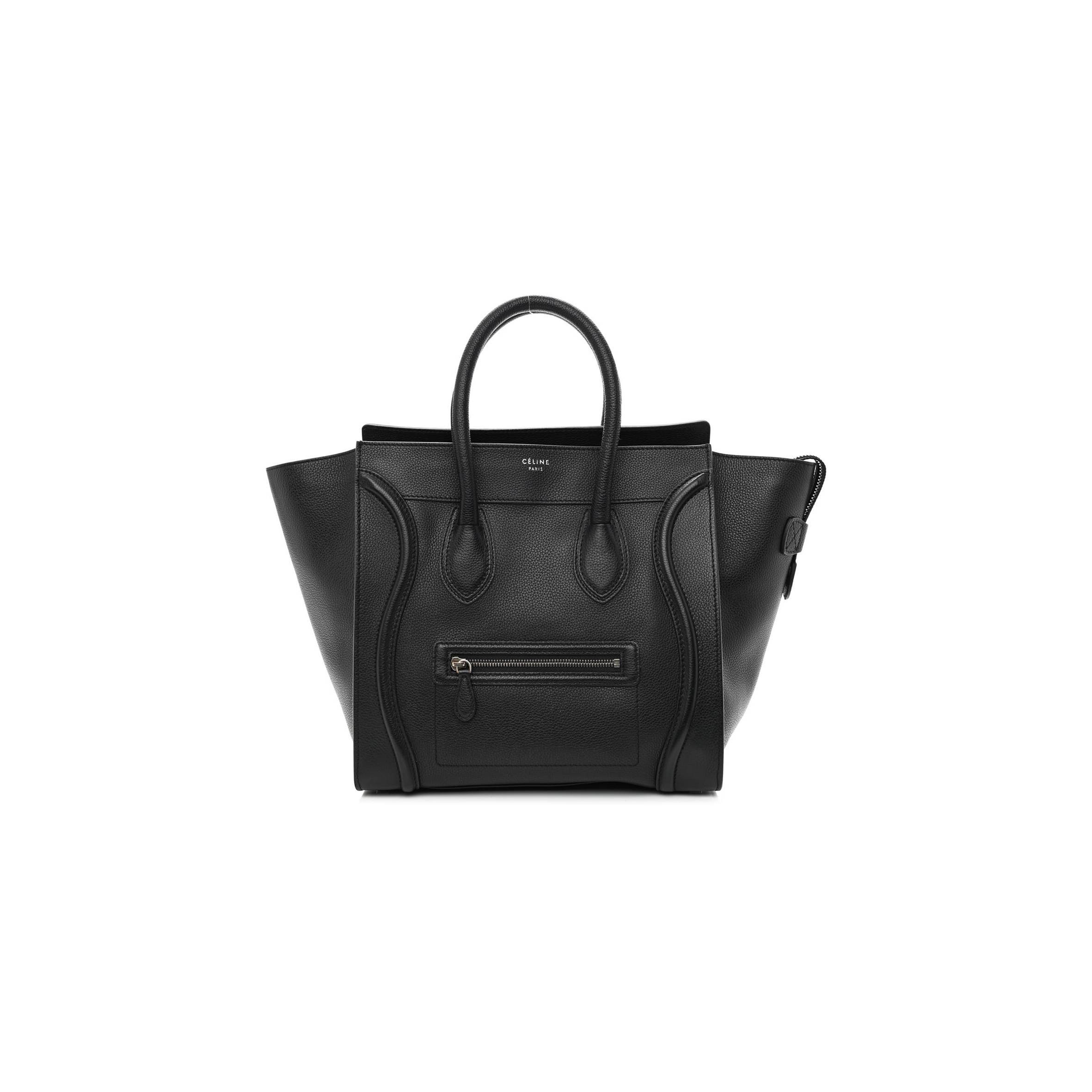 CELINE DRUMMED CALFSKIN MICRO LUGGAGE BLACK (26*26*14cm)