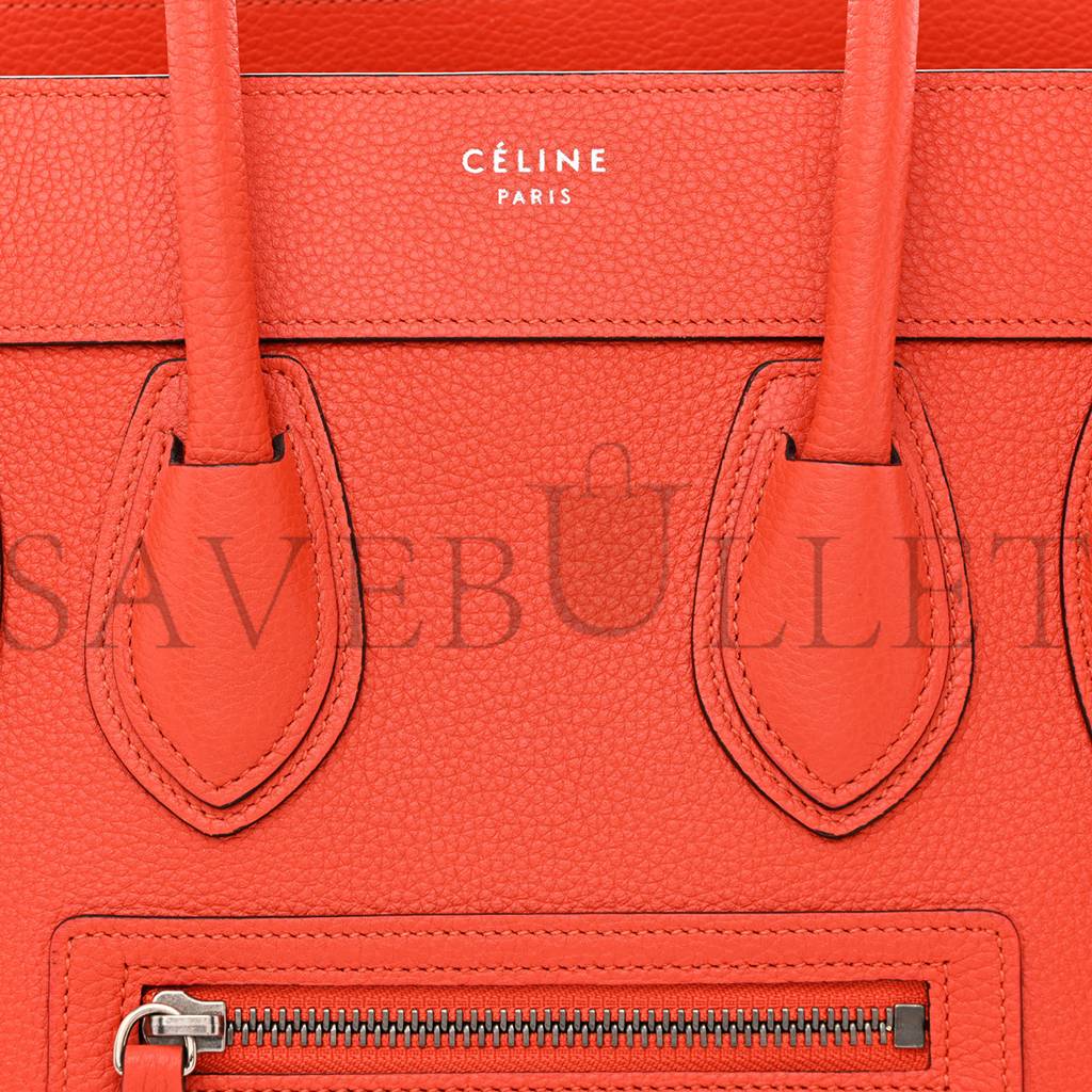 CELINE DRUMMED CALFSKIN MICRO LUGGAGE VERMILLION (27*26*13cm)