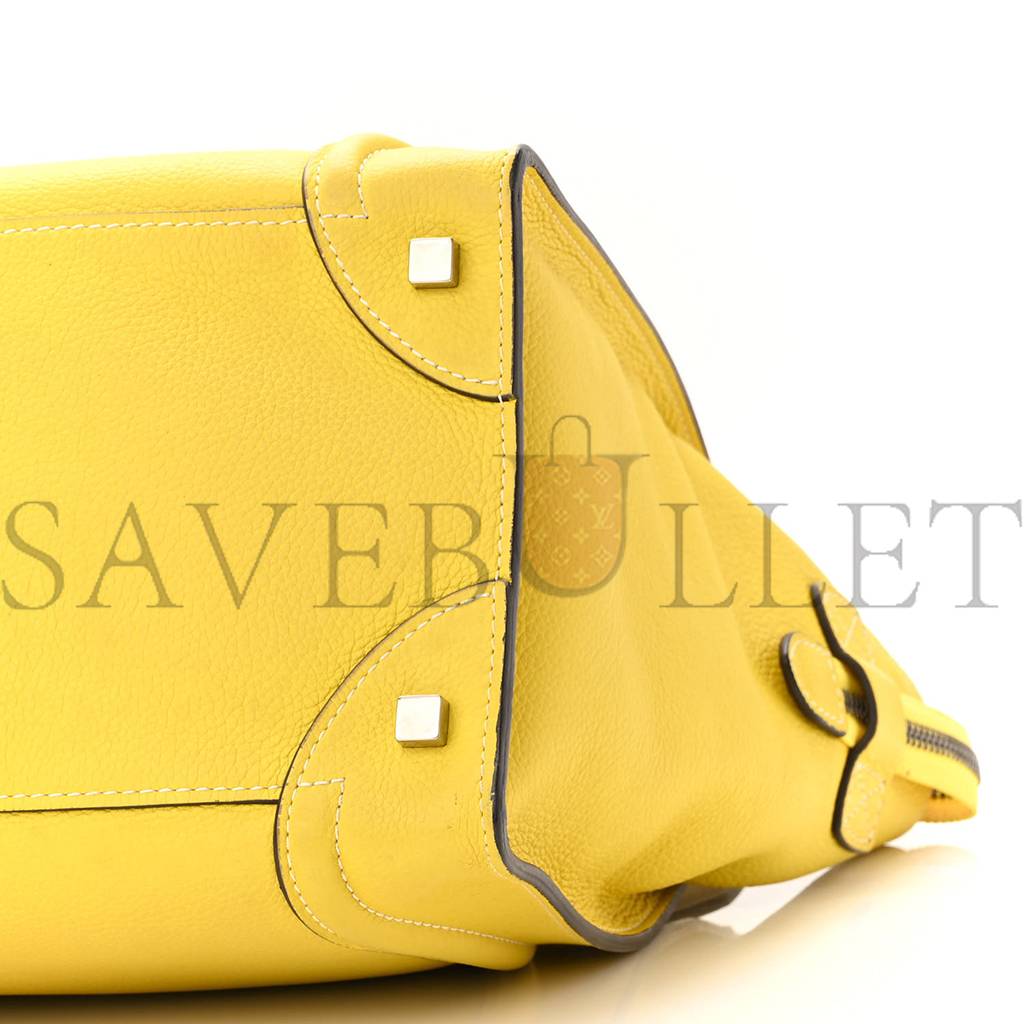 CELINE DRUMMED CALFSKIN MINI LUGGAGE CITRON (30*29*17cm)