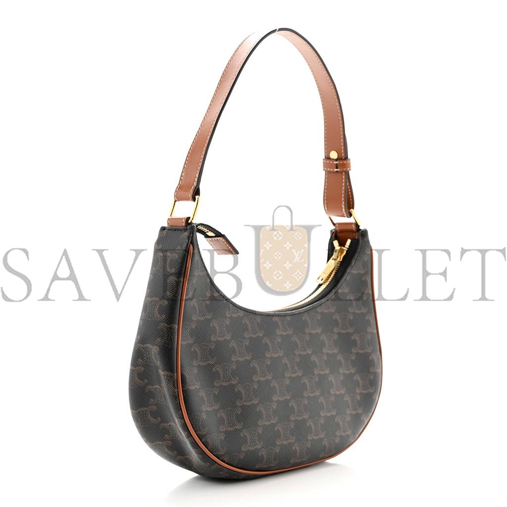 CELINE TRIOMPHE CANVAS CALFSKIN AVA SHOULDER BAG TAN (24*19*6cm)