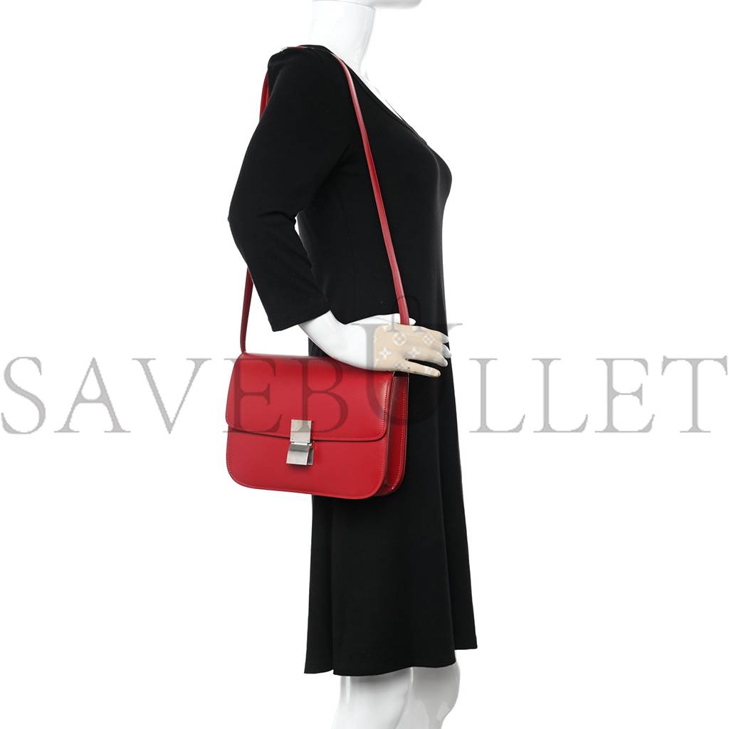 CELINE BOX CALFSKIN MEDIUM CLASSIC BOX FLAP BAG RED (23*18*6cm)