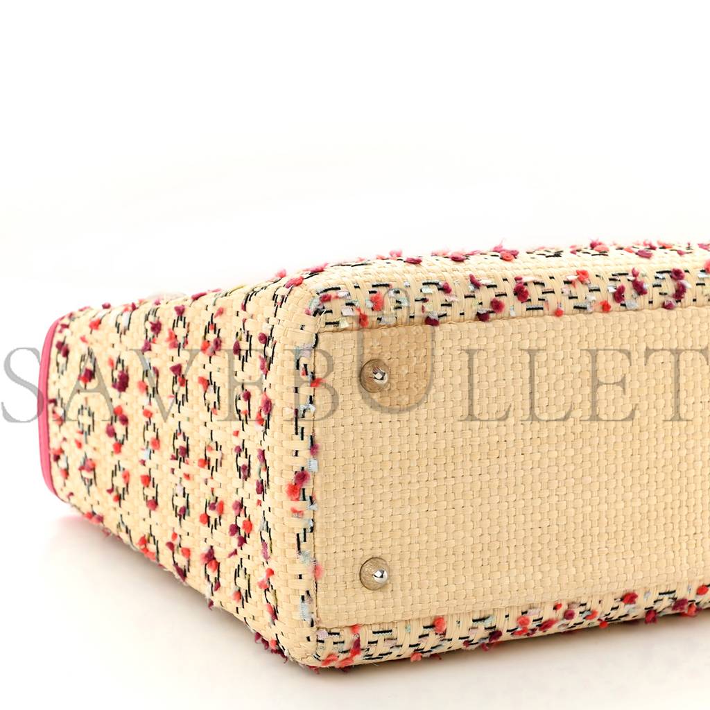 DIOR RAFFIA TWEED MEDIUM LADY DIOR PINK BEIGE (24*20*12.1cm)