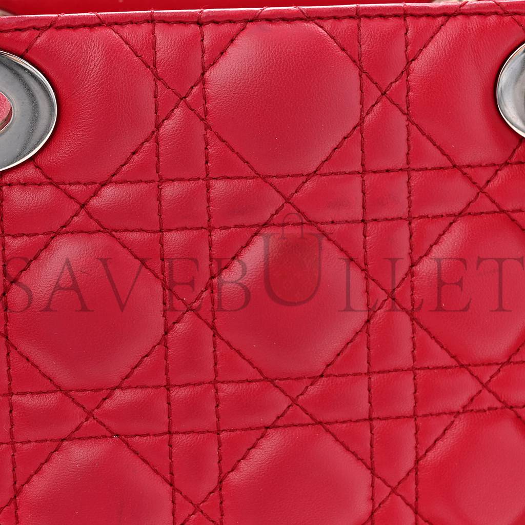 DIOR LAMBSKIN CANNAGE MEDIUM LADY DIOR RED (23*20*12.1cm)